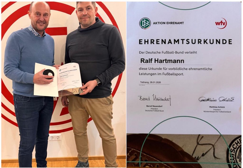 Ralf Hartmann erhält DFB-Ehrenamtsurkunde